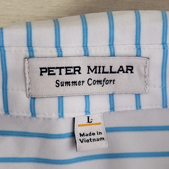 Peter Millar Polo Shirt Summer Comfort Mens XL Blue Golf Striped - Picture 2 of 11